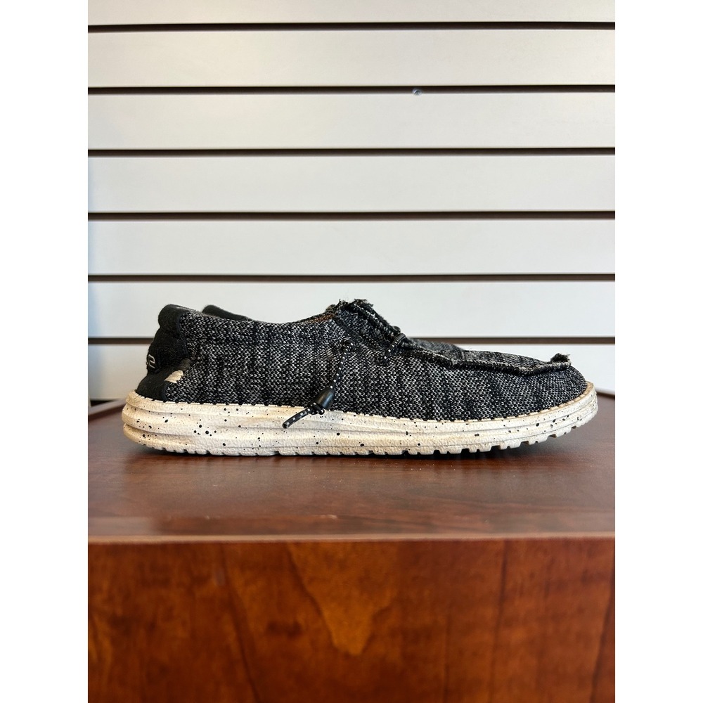 Hey Dude Wally Sox Black White Men's Casual Loafers Slip‎ On Shoes Size 7